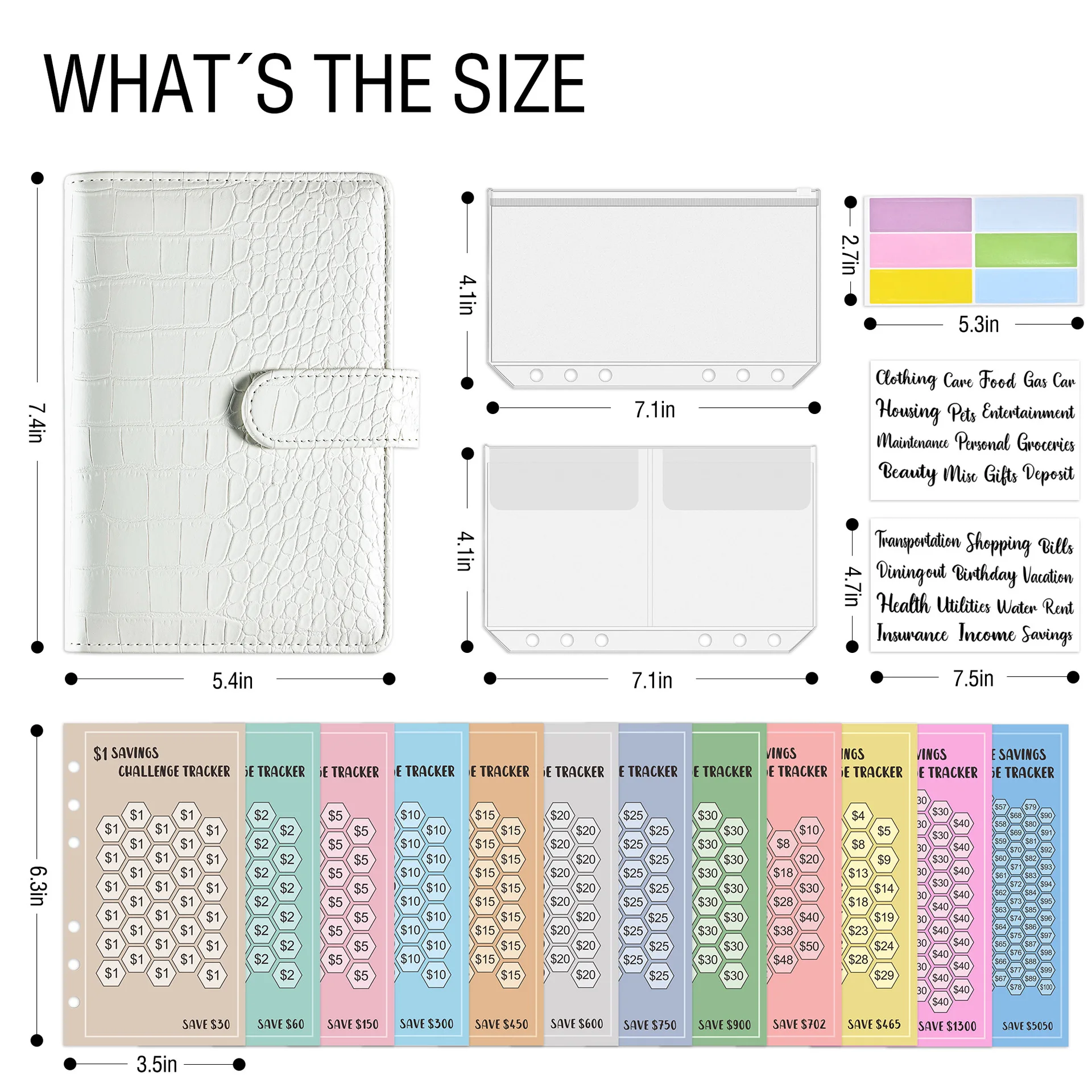 2024 Deluxe A6 Budget Binder with 8 Zipper Envelopes - Cash Savings Organizer Wallet