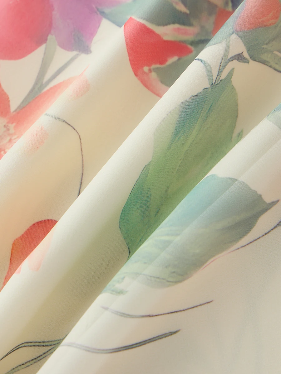 Elegant Floral Print Maxi Dress with Ruffled Off-Shoulder Design and Matching Scarf for Women s Summer Fashion