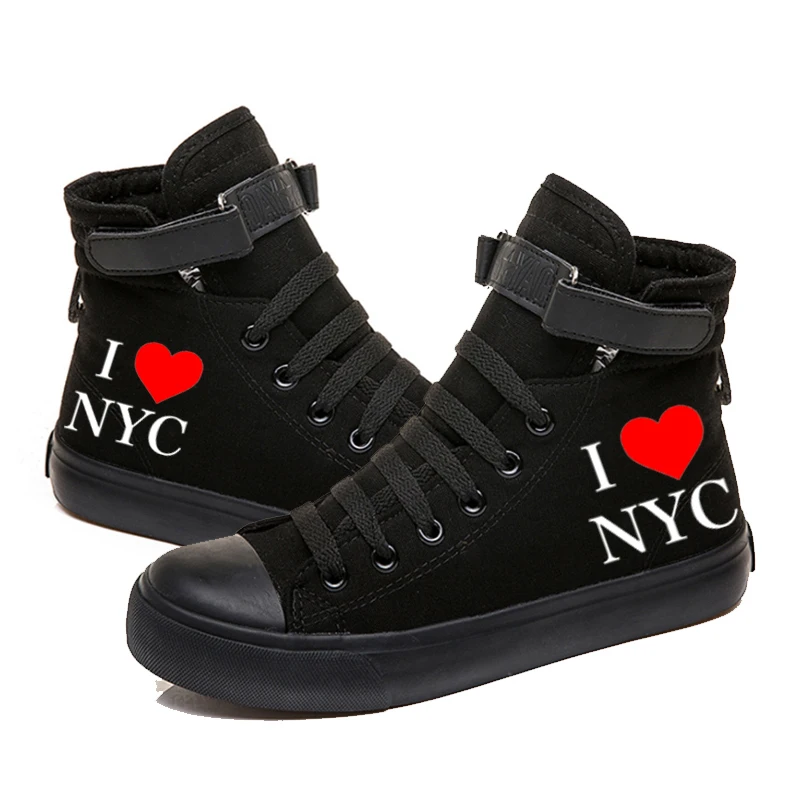 

I Love NYC Graphic Women Casual Shoes Fashion New High Top Shoe Students Harajuku Sneakers Men Soft Shoes Print Streetwear