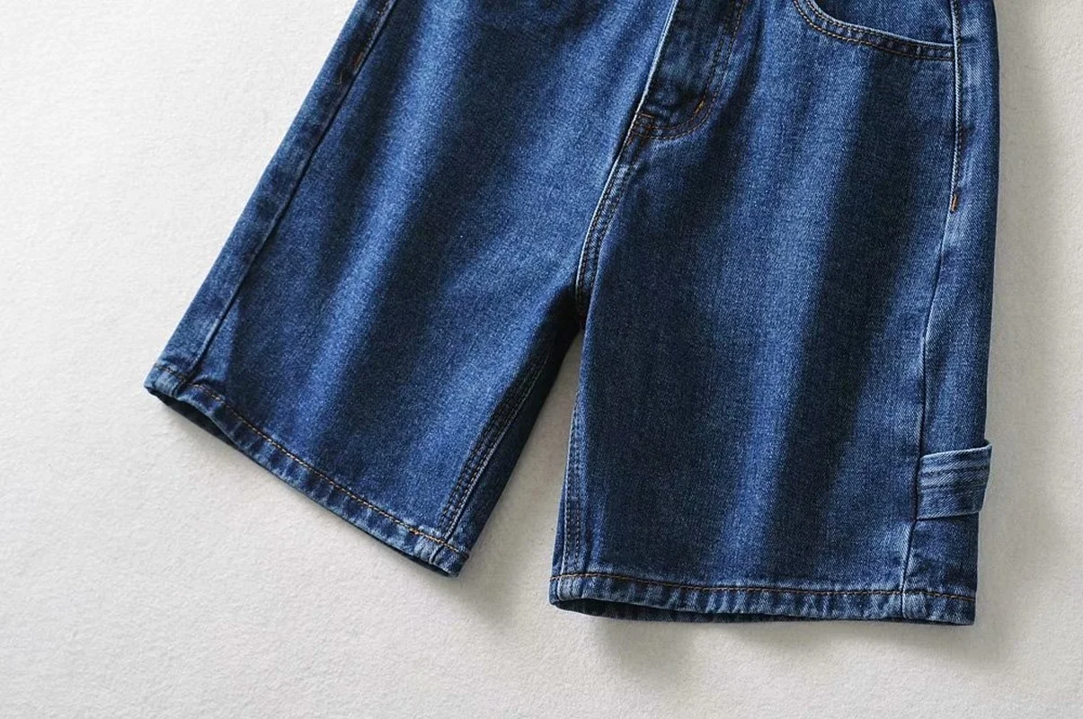 Women Vintage Cotton Pocket All-Match Bottoms Blue Short Jeans Harajuku Sexy High Waist Indie Streetwear Denim Woman Y2k Shorts