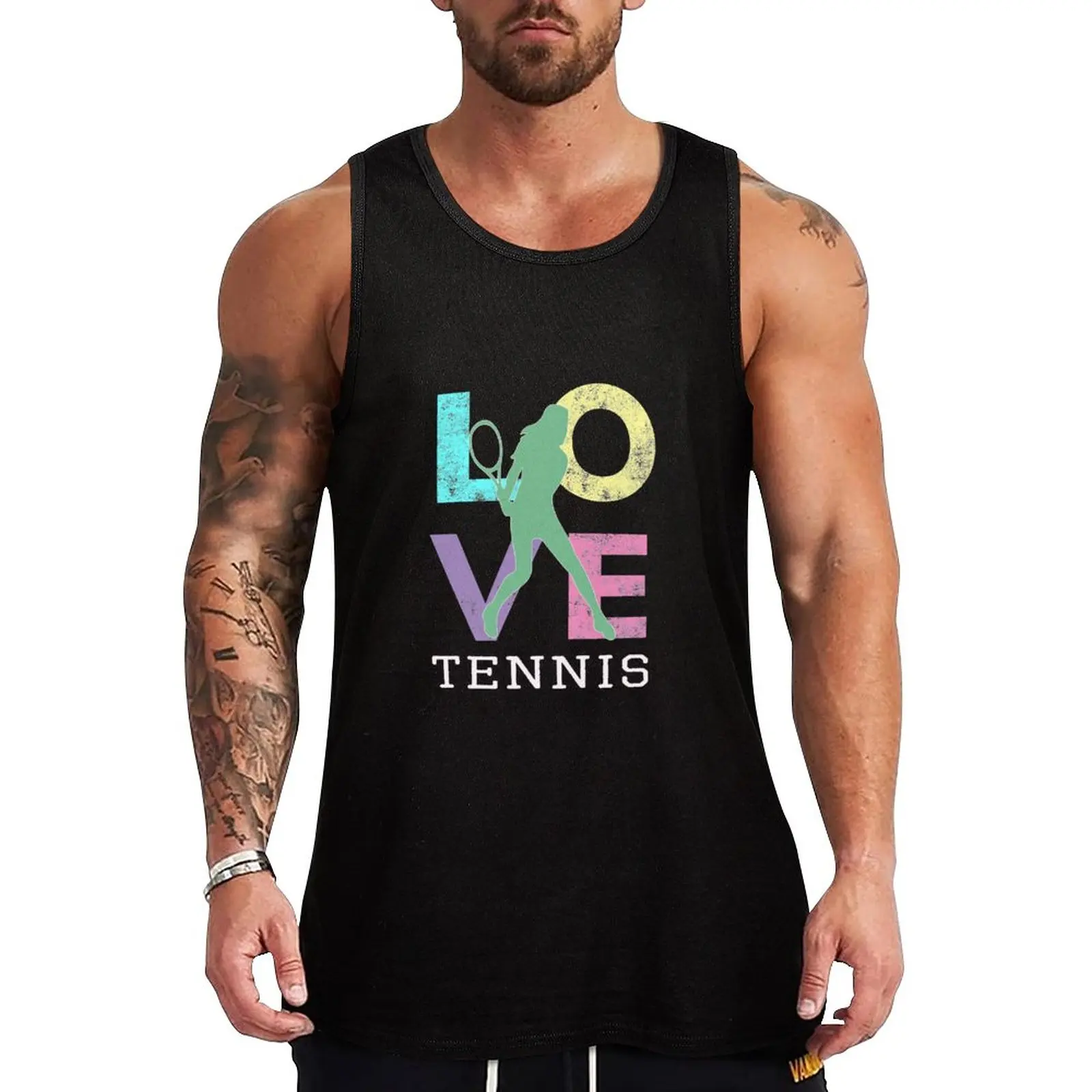 

New Cute Tennis Gift Design for Women & Girls LOVE Tennis Love Tank Top sleeveless shirts tops