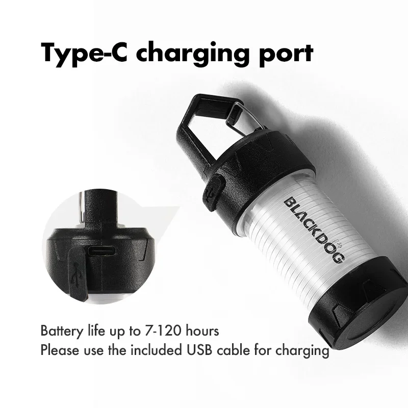 

Blackdog Outdoor Camping Lights Magnetic Base LED Lights With Carabiner Hangable USB Rechargeable Camping Lamp