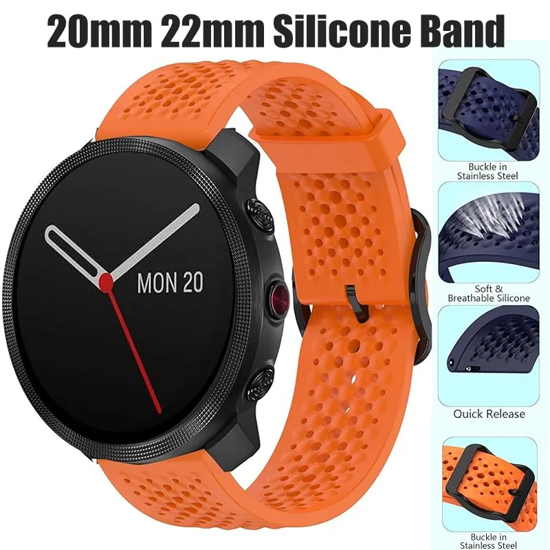 Colorful Silicone Strap Wristband, 20mm/22mm