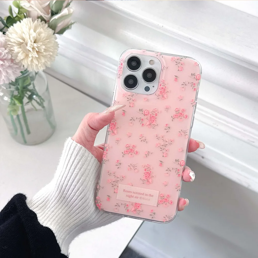 Pink and Blue Floral Bowknot Korean Art INS Phone Case Cover