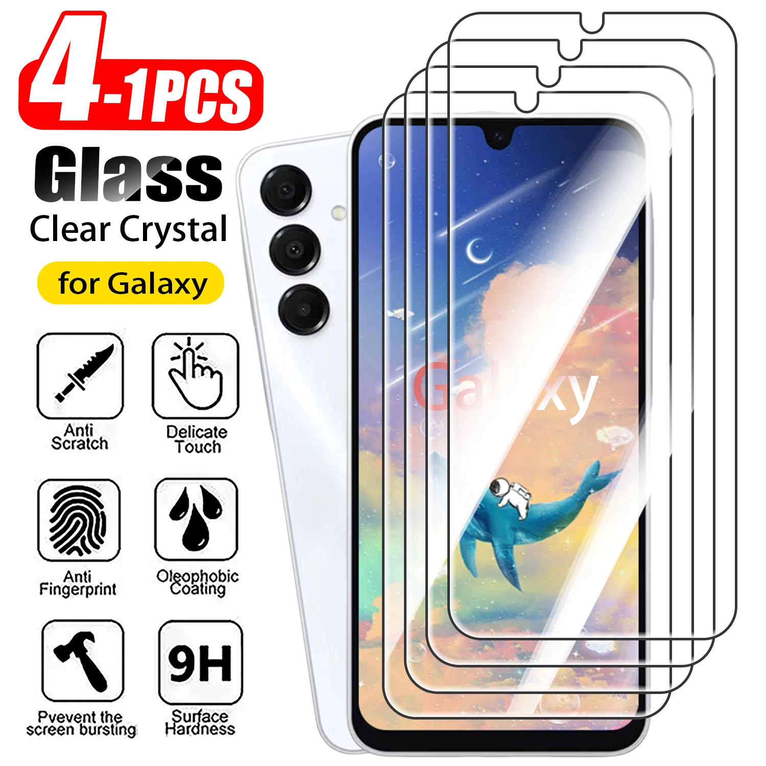 Premium 9H Tempered Glass Screen Protector (1-4 Pack)