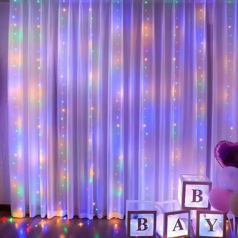 Width 3M LED Garland Curtain Lights 8 Mode Remote Control Fairy Light String Wedding Christmas Decor for Home Ramadan Festival led string lights decorative lights string lights led fairy lights