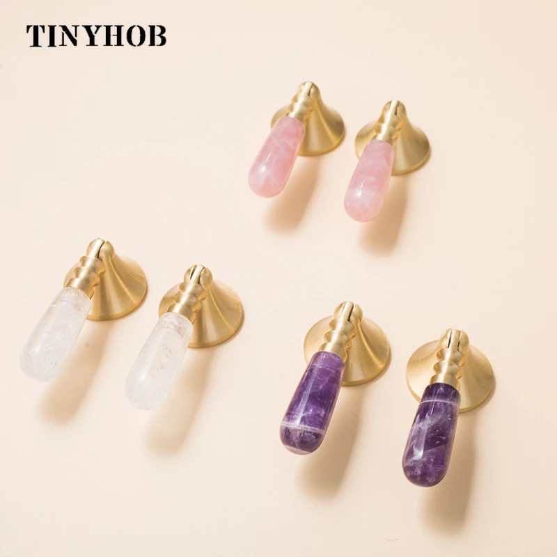 Pink Crystal Knobs And Handles Dresser Drawer Knobs Kitchen Wine Cabinet Handle Hardware com Parafusos