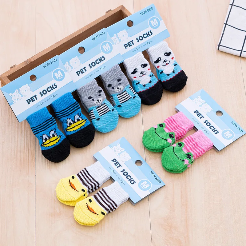

4Pcs/Set Multi-Pattern Pets Dog Socks Anti-Slip Warm Puppy Cat Socks Cute Dogs Socks Pet Accessories