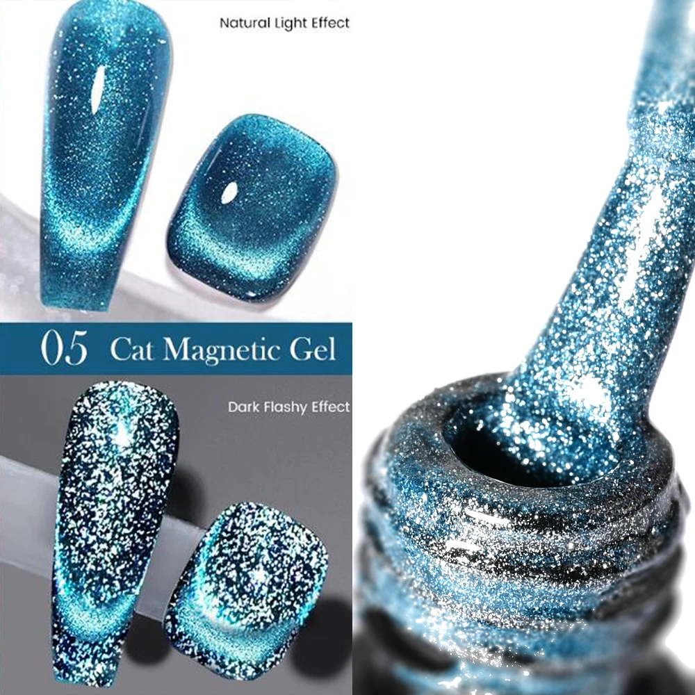 Серебристый лазерный Магнитный Гель-лак для ногтей в виде кошки, 8 мл, блестящий бриллиантовый гель для ногтей, глянцевый отмачиваемый УФ-лак для ногтей