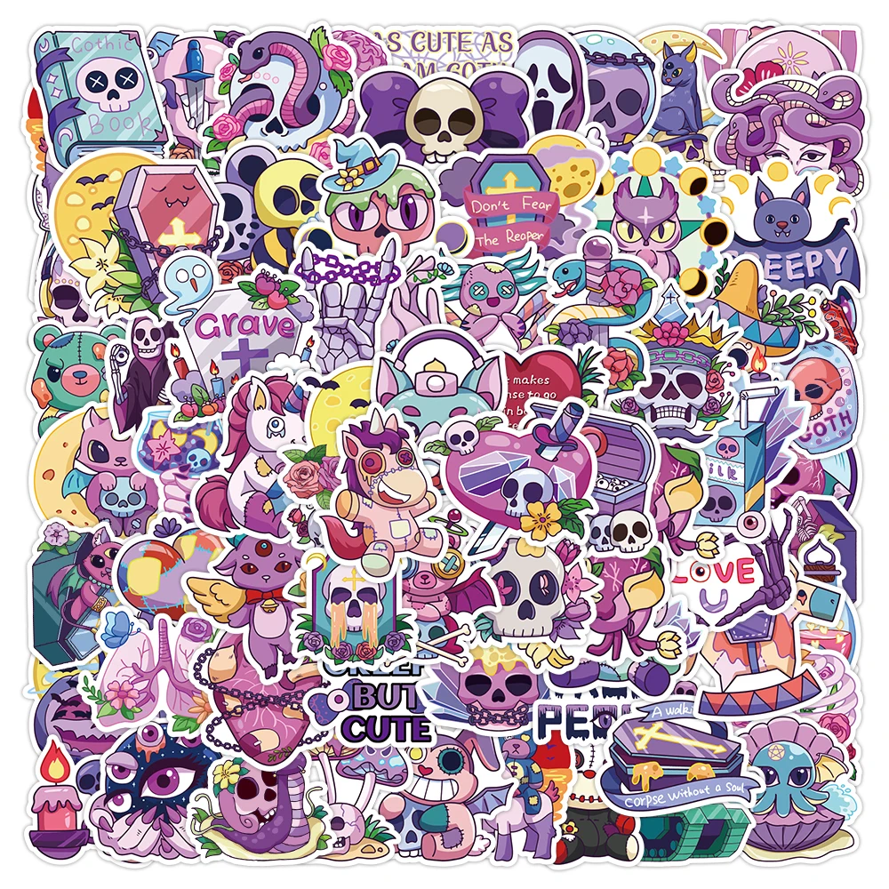 50/100 stücke niedlichen gotischen künstlerischen Horror Halloween Aufkleber Laptop Telefon Scrap booking Cartoon Schädel Aufkleber für Kind Spielzeug Geschenk