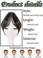 Synthèse perruque partie centrale frange Extensions de cheveux pince devant naturel sans couture français Oblique frange huit caractères frange 3