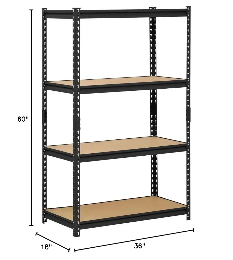 Edsal UR-364BLK Steel Industrial Shelving, 36" Width x 60" Height x 18" Depth, Black