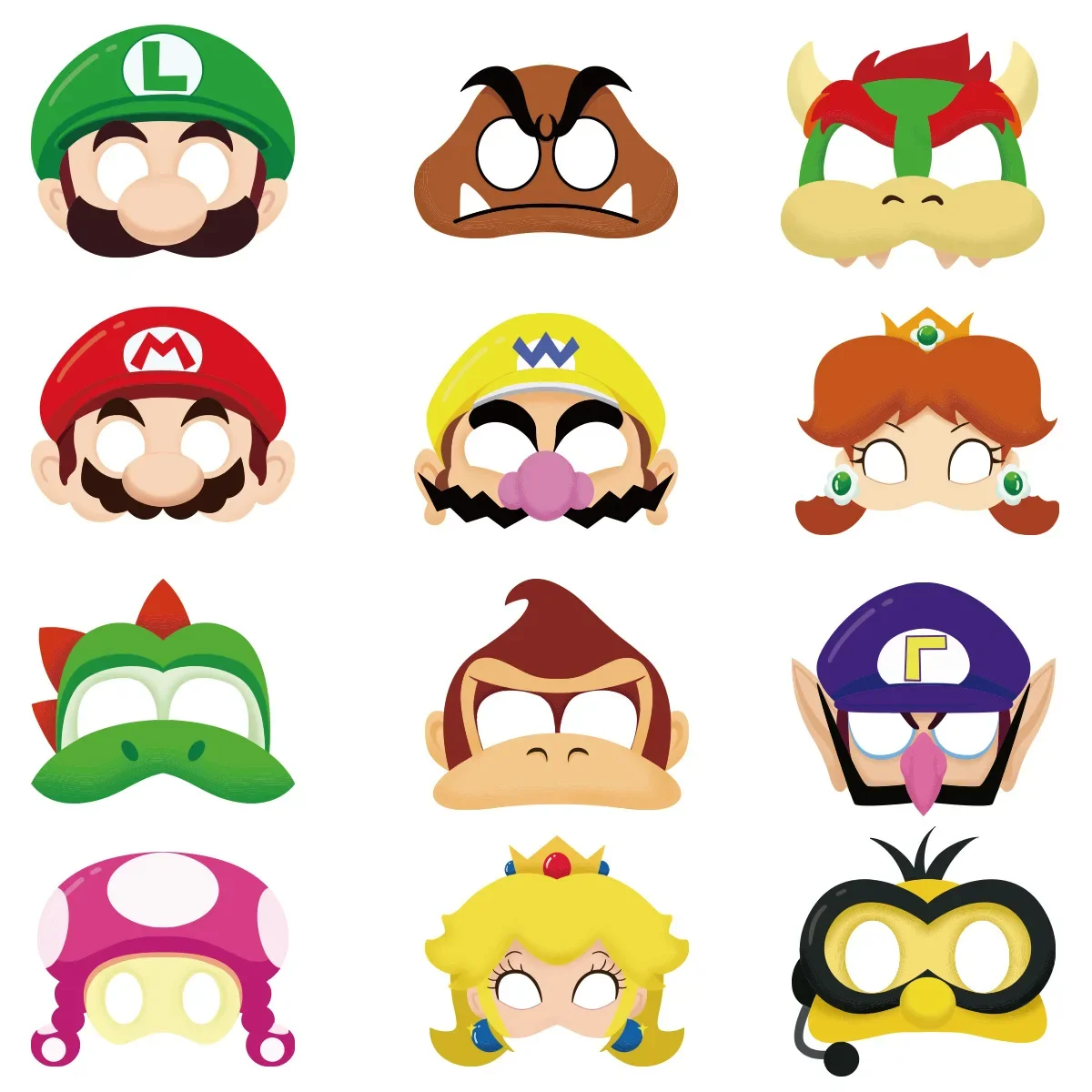 

1set Mario Theme Party Face Mask Luigi Yoshi Bowser Cosplay Decorate Accessories Halloween Prom Props Children Girl Gift