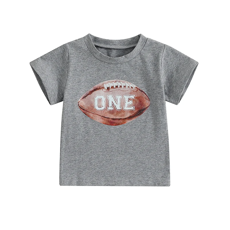 Baby Boy T-shirt Short Sleeve Crew Neck Letters Rugby Print Summer Birthday Clothes Tops