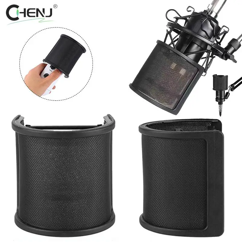 

Universal Black Microphone Pop Filter Condenser Microphone PC Studio Recording Metal Windscreen For Mic Pop Screen Accessories