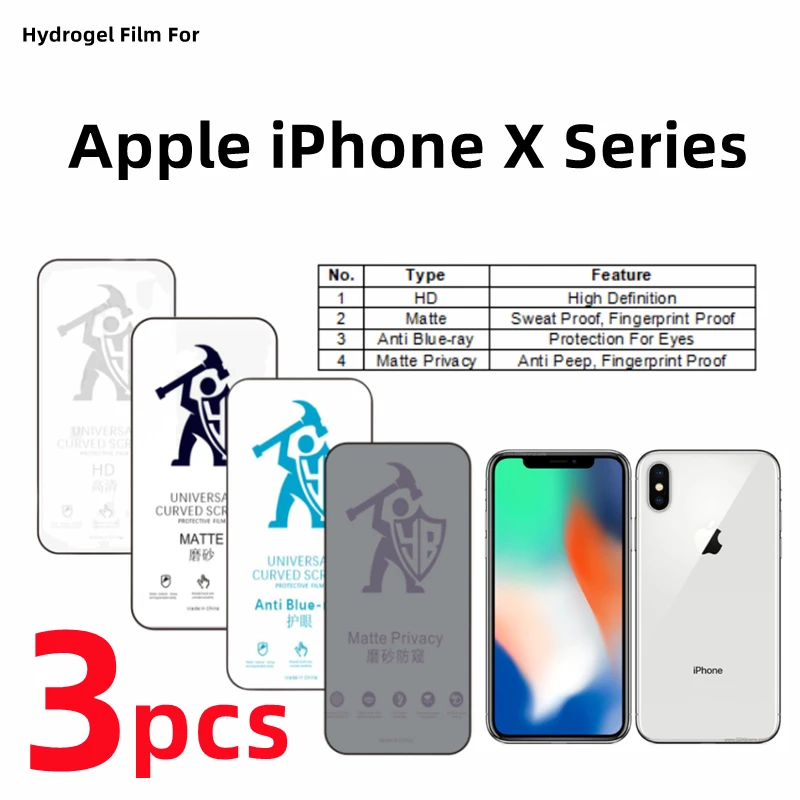 3Pcs Hd Hydrogel Film Per Apple Iphone X Xr Xs Privacy Matte Screen Protector Per Iphone X Xs Max Eye Care Tpu Pellicola Protettiva