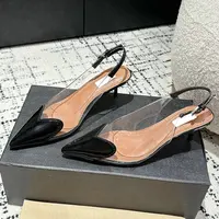 Star Style Fashion Transparent PVC Mixed-color Women Pumps Elegant Pointed toe Thin High heels Slingbacks Party Prom Shoes - Image 5