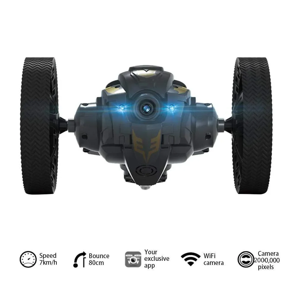 WiFi RC High Speed Video Remote Control Jumping Car Prank Stunt Toy LED Headlight Smart Bounce Racer Christmas Gift 720P Camera 3