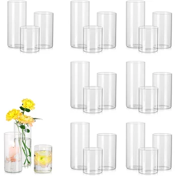 Tall Clear Glass Vase for Centerpieces – Hurricane Candle Holder for Pillar or Floating Candles, Round Vases for Weddings & Anniversaries 1