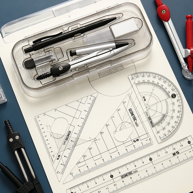 Compass Set Ruler Measurement Set drafting set 8-pcs M&G Professional Multifunctional Drawing Tool