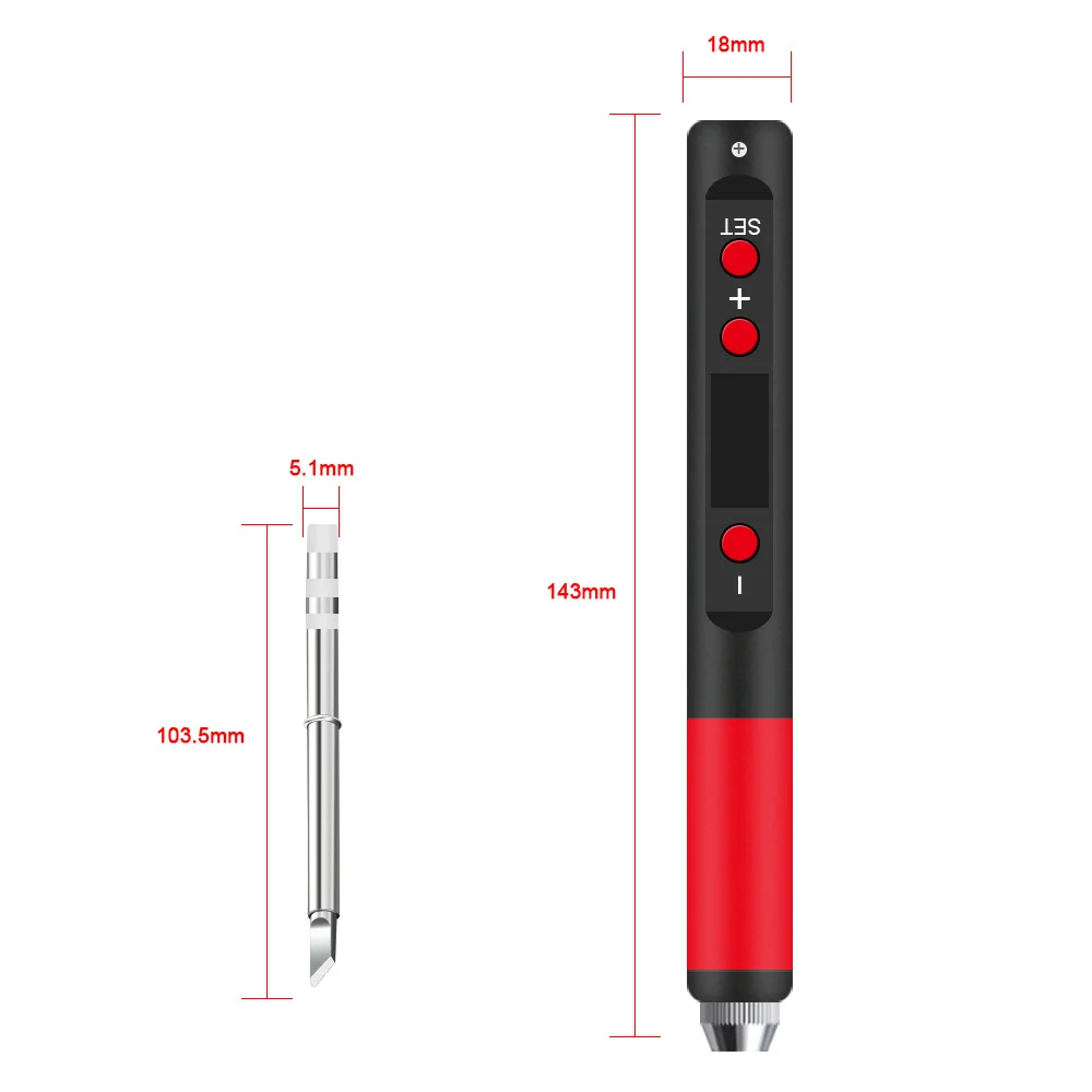 T65 Portable Soldering Iron 9-20V 65W 180-500°Adjustable Temperature DIY weld Re