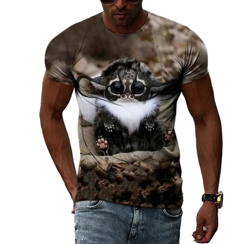 

Summer Leisure Little Animal Pattern Men's T-shirt Hip Hop 3D Print Personality Rod Neck Short Sleeve Tops Fashion Clothes