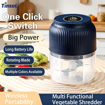 TINSOL 250ml Mini Wireless Electric Garlic Masher USB Rechargeable Vegetable Chopper Garlic Grinder Kitchen Garlic Food Chopper 1