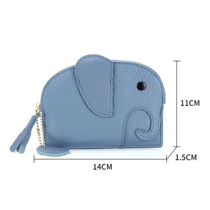 Women Coin Purse Genuine Leather Elephant Zipper Mini Pouch Bag Small Wallets Mini Creative Coin Bag Cute INS Style