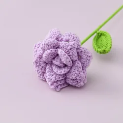 Elegant Rose Knitted Flower Bouquet - Handcrafted Crochet Floral Decor for Weddings and Home Parties (Purple)