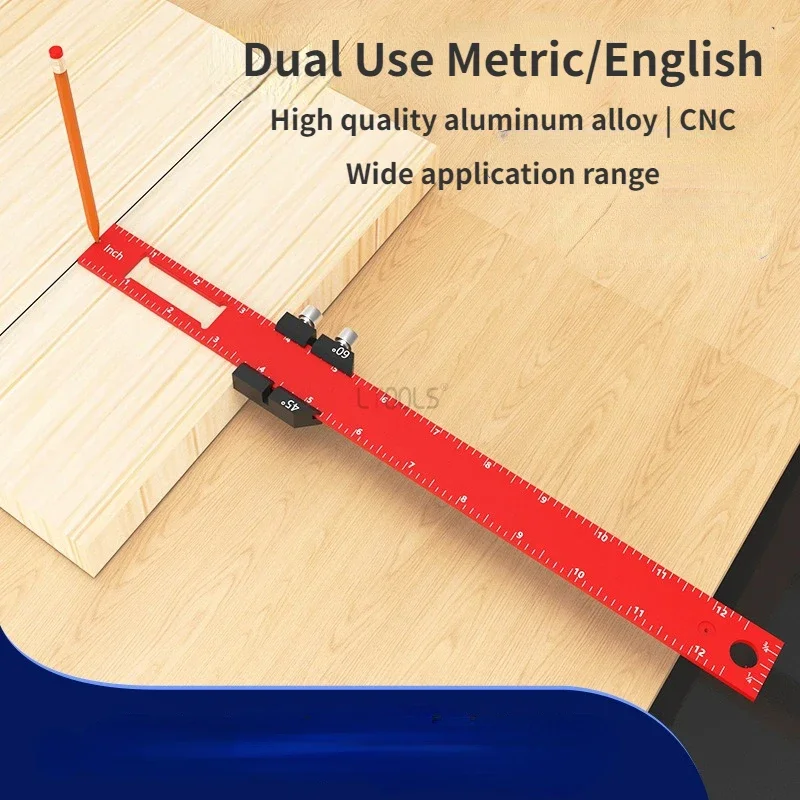 Newly 12 Inch Woodworking Measuring Ruler Parallel/vertical Line Marking Guiding Woodworking Auxiliary Tool Metric/inch System metric inch adjustable angle woodworking scriber aluminum alloy scribers measuring woodworking tool scriber parallel scriber