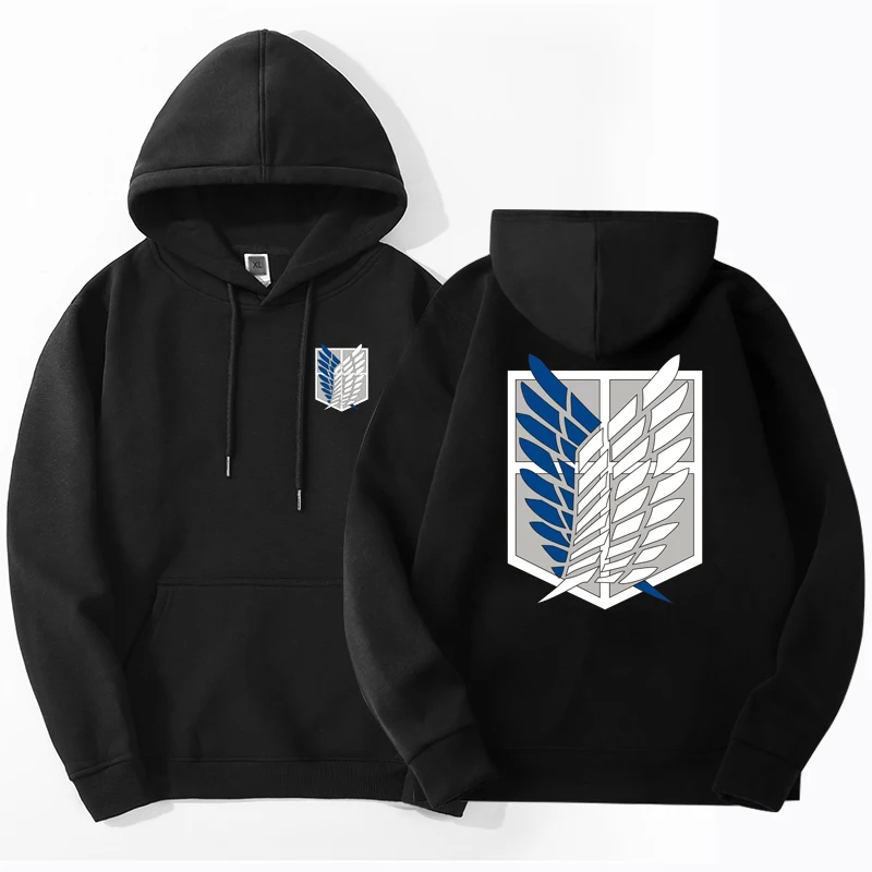 

Attack On Titan Long Sleeved Striped Hooded Sweatshirt Pullover Tops Harajuku Anime Hoodie Moletom Manga Streetwear