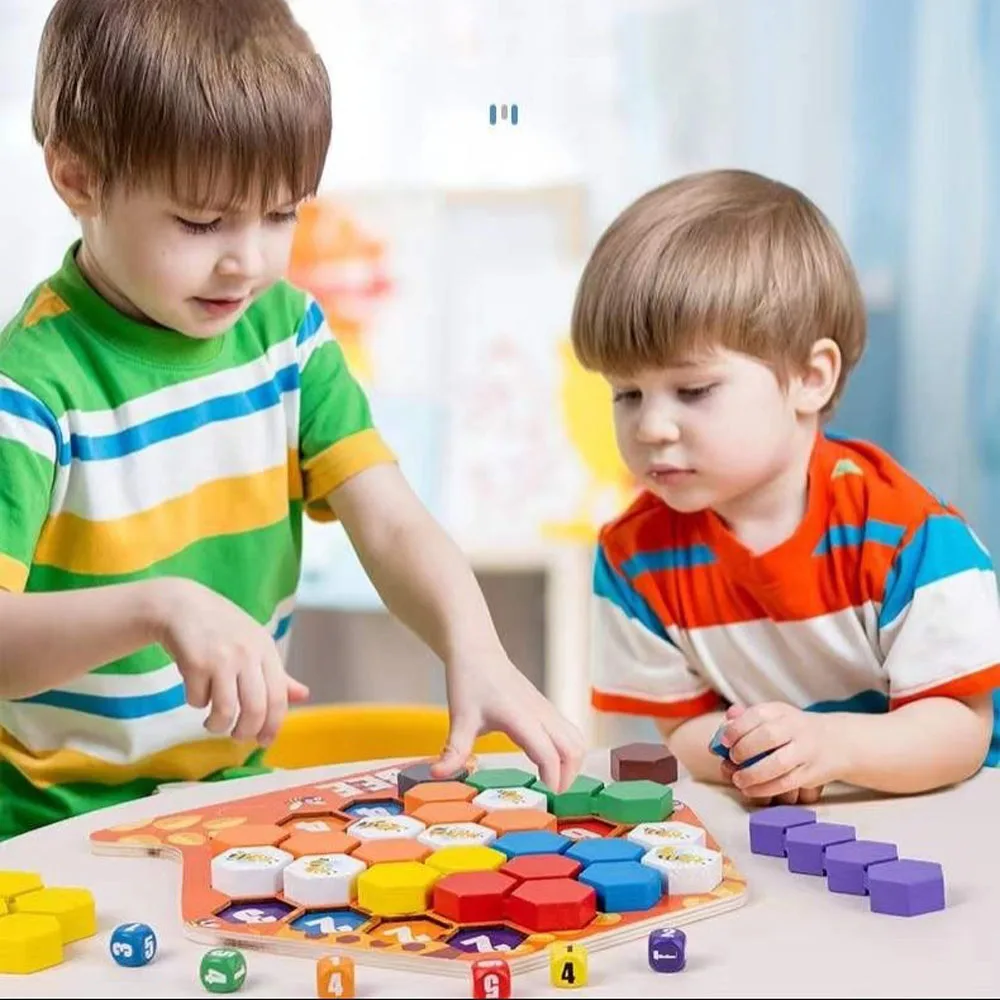 

Wooden Animal Hexagonal Puzzle Toy Honeycomb Jigsaw Board Game Color Number Match Stacking Block Brain Early Educational For Kid