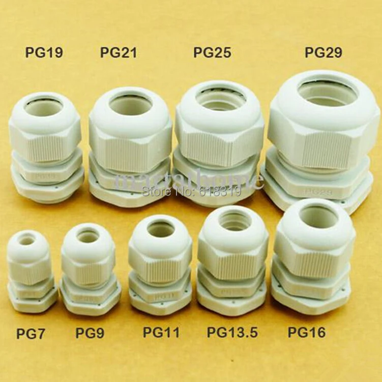 10Pcs White Nylon Cable Glands PG 7 9 11 16 19 21 High Quality IP68 Plastic Waterproof Connector Cable Sleeve Adjustable Joints