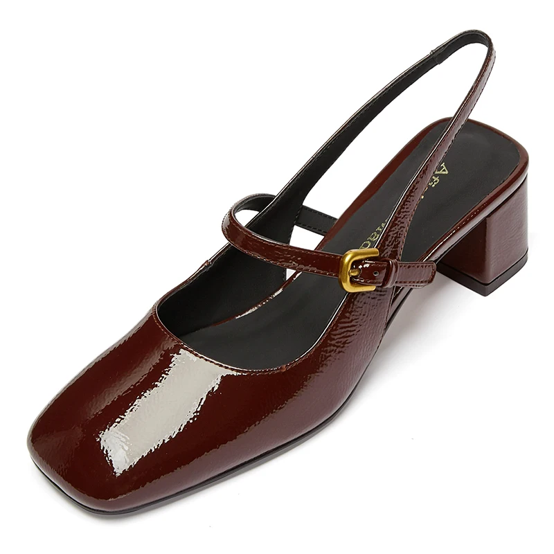 

Сандалии Leehmzay женские с ремешком на пятке, босоножки из натуральной кожи с квадратным закрытым носком, на массивном высоком каблуке, Повседневная офисная обувь, классические, размеры 34-39