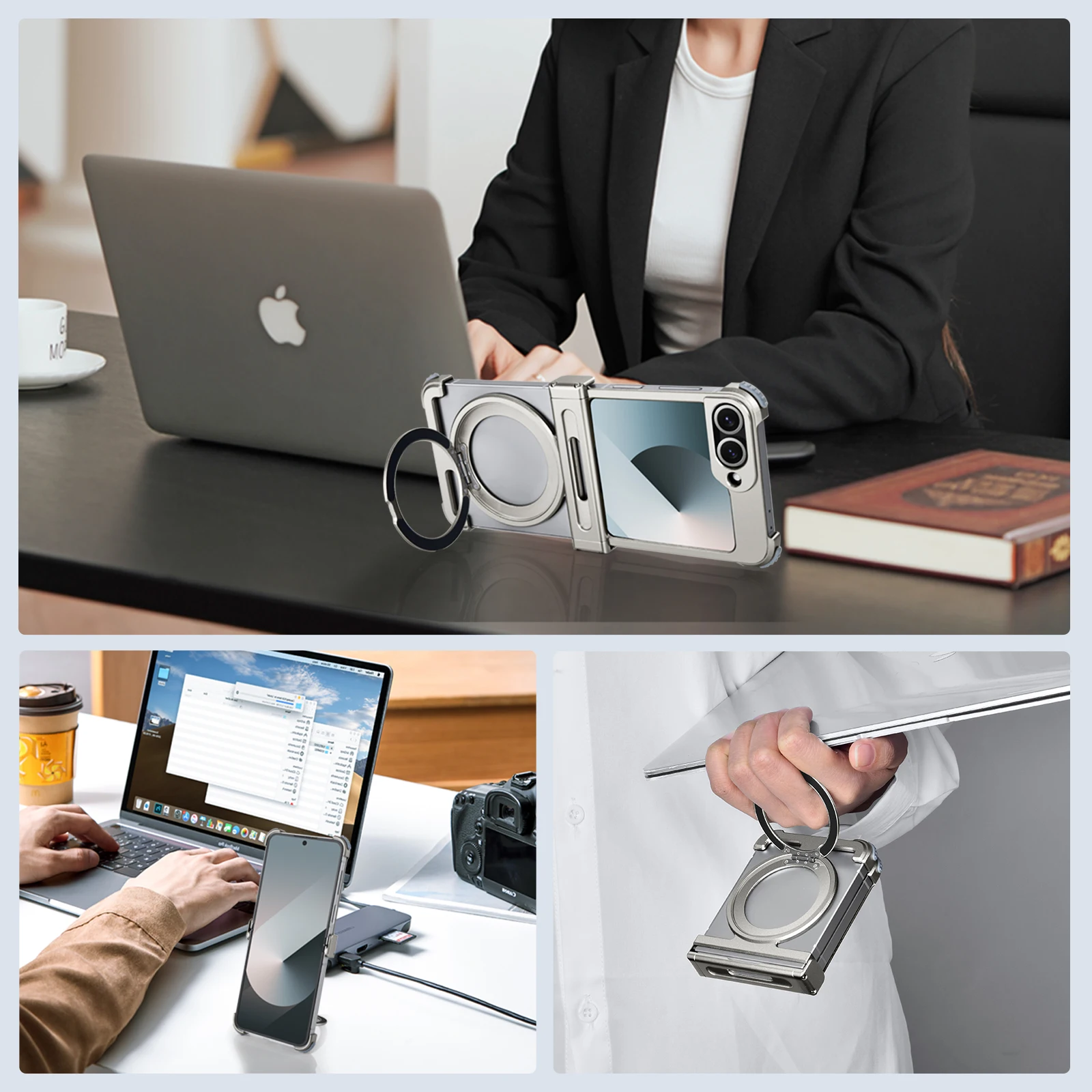 Eary for Samsung Galaxy Z Flip 7 6 Case with MagSafe 360°Rotatable Magnetic Kickstand Ultra-Thin Shockproof Protective 7 6 Cover