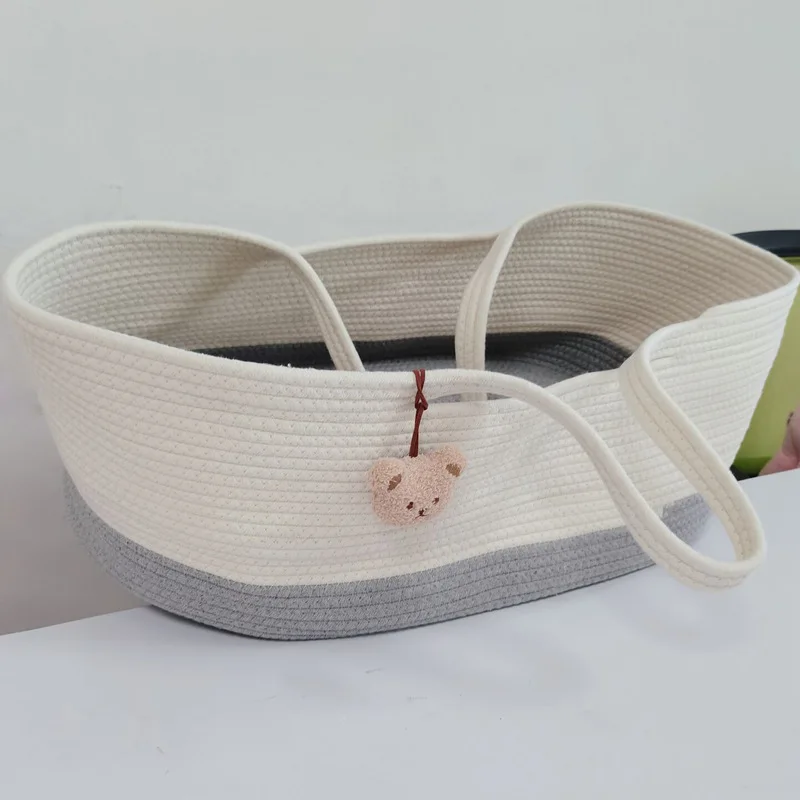 Cesta cambiadora de bebé para aparador de bebé, cesta de moisés para bebés,  cesta de cambio de pañales de cuerda de algodón, cesta unisex para moisés