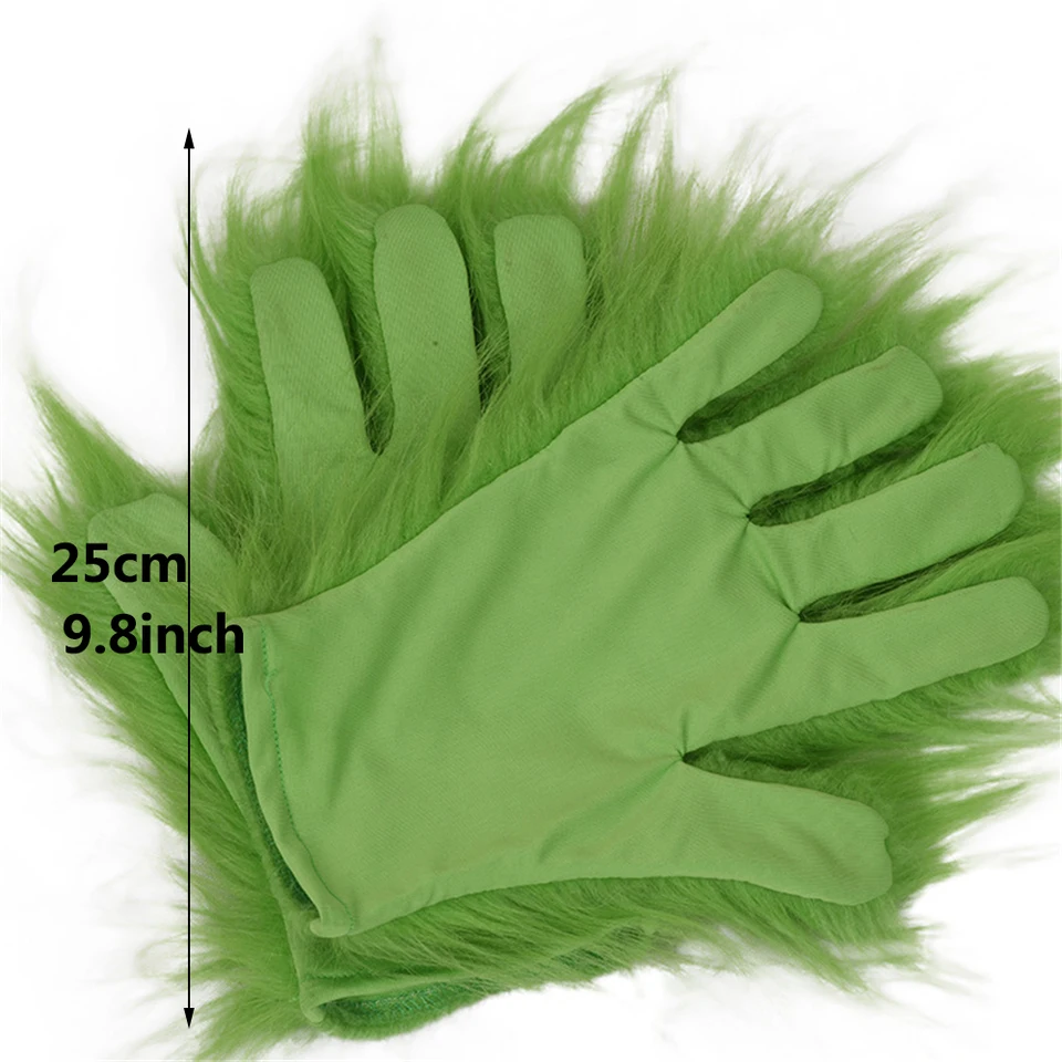 Gants Monstres Verts En Peluche – Costume Cosplay, Noël, Halloween Et Mardi Gras – Accessoire Déguisement Taille Unique