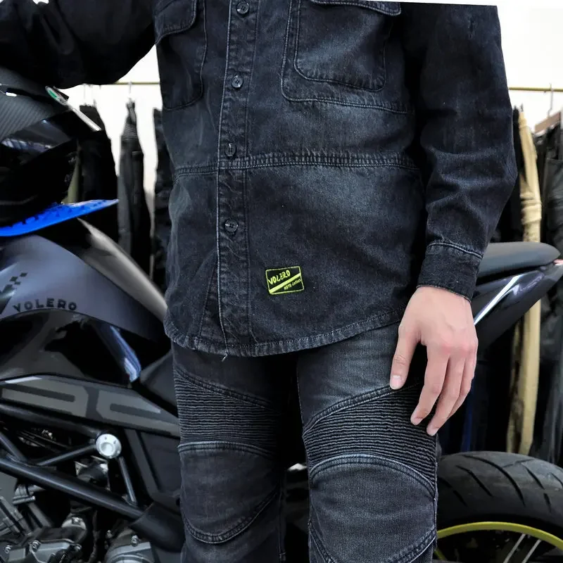 New Motorcycle Riding Denim Clothing for Men and Women Casual Retro Black Motorcycle Jacket Shirt Anti-fall Protection Equipment
