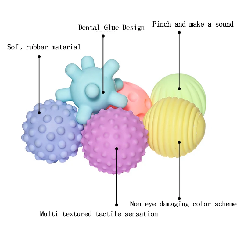 Montessori Toys Baby 0 12 24 36 Months Children's Ball Grip Ball Hair Ring Soft Rubber Playing Toys Rubber Ball Pinch Ring 2