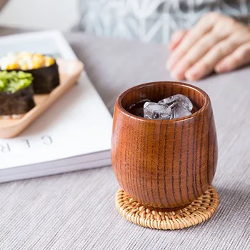 1pc 120ml/4.06oz Wooden Tea Cup, Portable Shatterproof Water Cup, Suitable For Outdoor Camping, Picnic 1