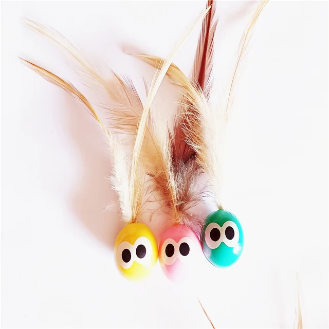3/5 Pack Cat Toy Balls with Feather Tails - Stimulate Instinctive Play, Enhance Pet - Owner Bond 6