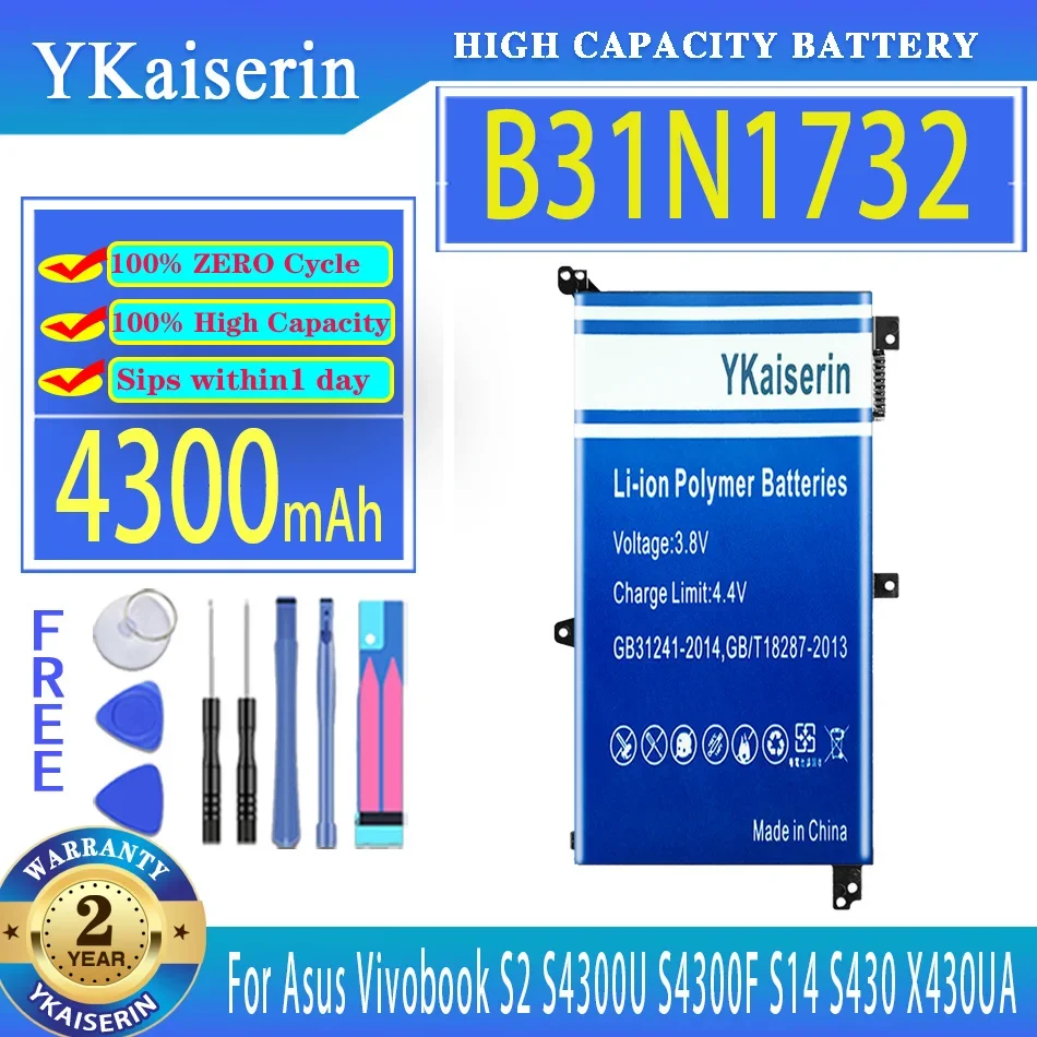 

YKaiserin Battery B31N1732 4300mAh For Asus Vivobook S14 S430 X430UA X430UF Mars15 Mars 15 VX60G S2 S4300U S4300F Batteries