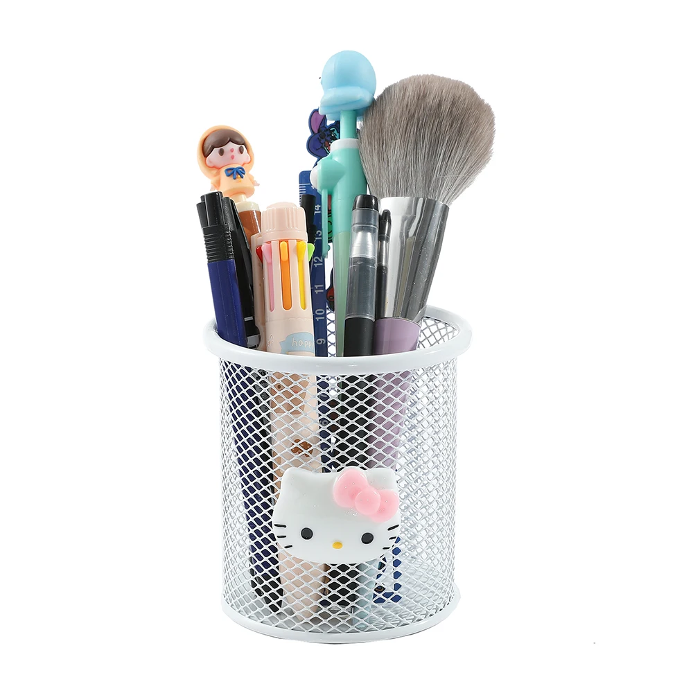 Cartoon Sanrio HelloKitty pen holder multi-color makeup brush holder Kawaii pink hollow pen stationery storage and cla Pen Holder Desk Organizer Pen And Brush Holder Desk Storage Rack Brush Holder