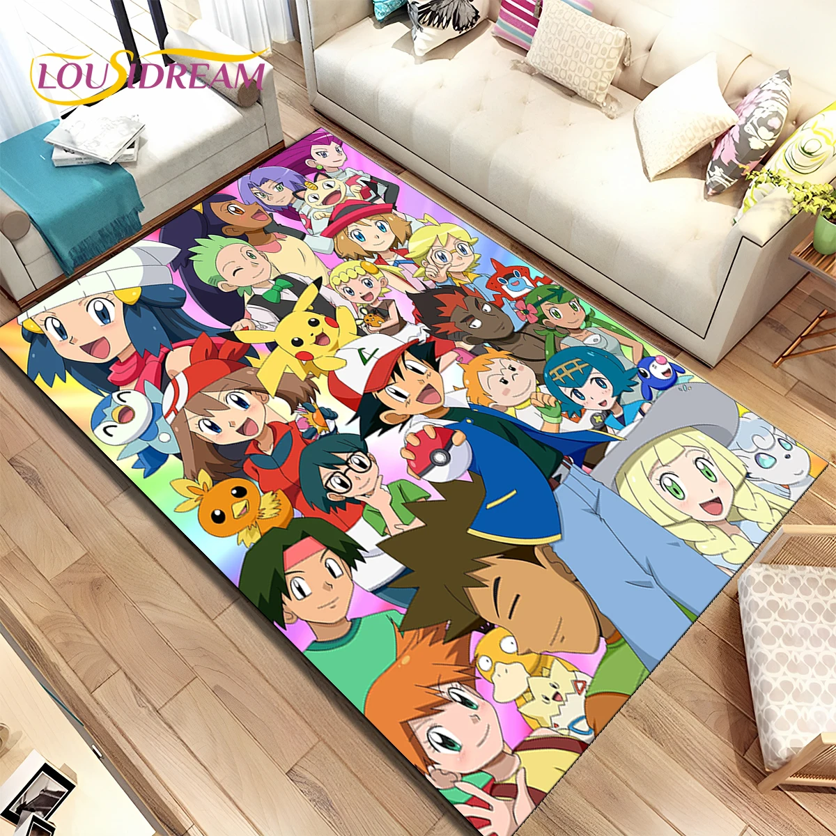 HD Cute Pikachu Cartoon Pokemon 3D Rug Carpet Living Room Bedroom Home Decor Non-slip Decoration Sofa Doormat Gift Kids