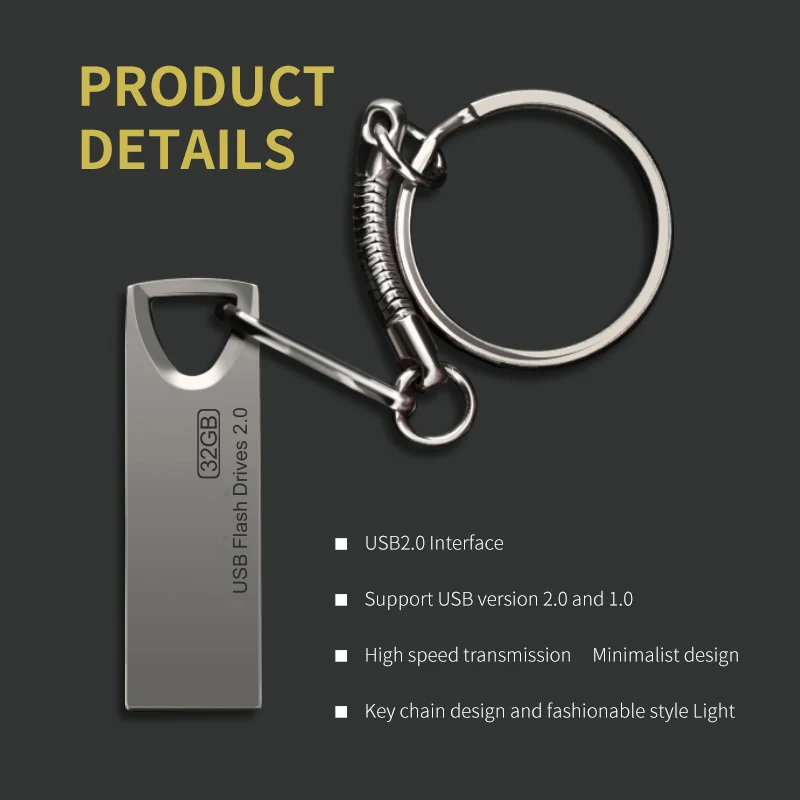 2025 New Innovation 3.0 USB Flash Drive Pen Drives 128GB 64GB 32GB USB 2.0 Metal Stick  Pendrive Flash Drive For Laptop/PC/Car — view 4