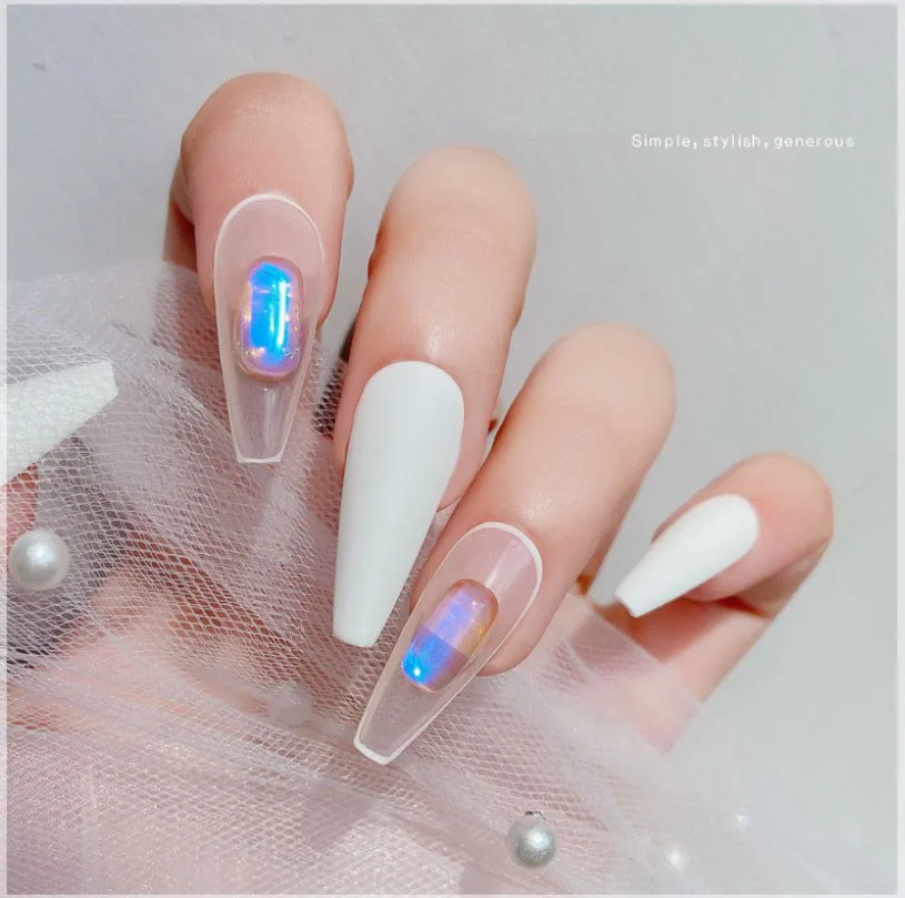 10PCS Ice cube Shape Nail Art Shiny Diamond  Aurora Crystals Rhinestones 3D Strass Charm Glass Manicure Nail Accessories Gem