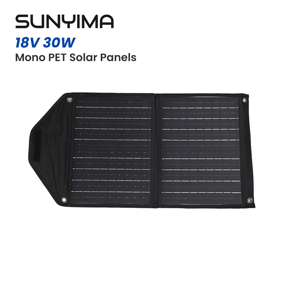 

1pcs SUNYIMA 18V30W 375*290 Monocrystalline PET Folding Solar Panel Portable Outdoor Camping Energy Storage Mobile Charge Panel