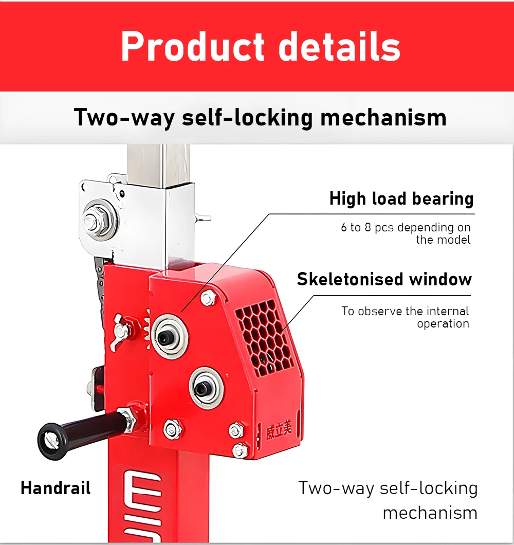 Hand-cranked Gypsum Board Lifter Lifting Mobile Stand Holder Small Ceiling Hole