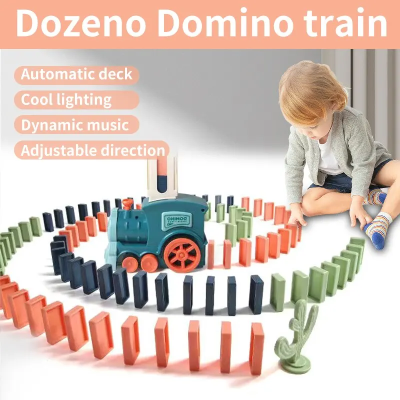 Toy Building Blocks Automatic Laying Domino Train Electric Car Brick Kits Creative Games Intelligence Educational DIY Kids Birthday Gift