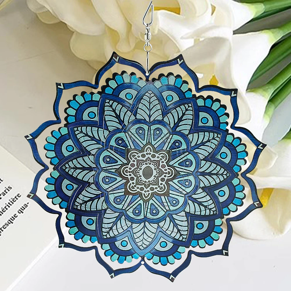 Mandala Kinetic Wind Spinner Art Hanging Yard Garden Decor 3D Whirligig Wind Catcher Sculpture Spirit Clearance Windmill Pendant 3
